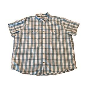 Carhartt Button Down Shirt Mens 4XL Green Plaid Original Fit Short Sleeve